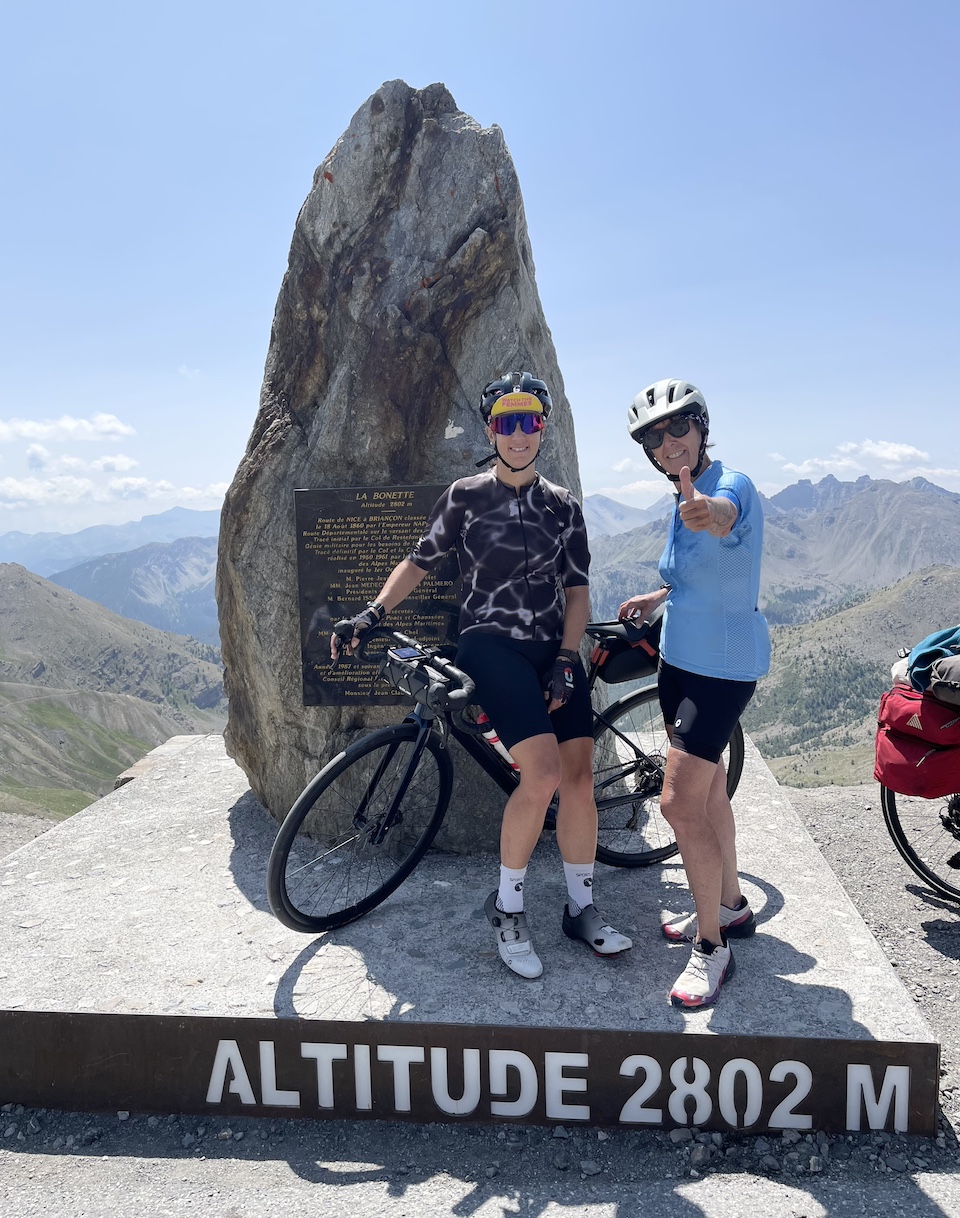 Pascale Chollet cycling in the Alps