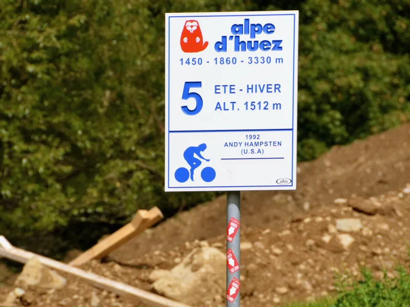 5th turn on the 21 famous Alpe d'Huez switchbacks