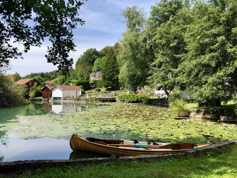 Boating in the marshes of the Lac d'Aiguebelette region