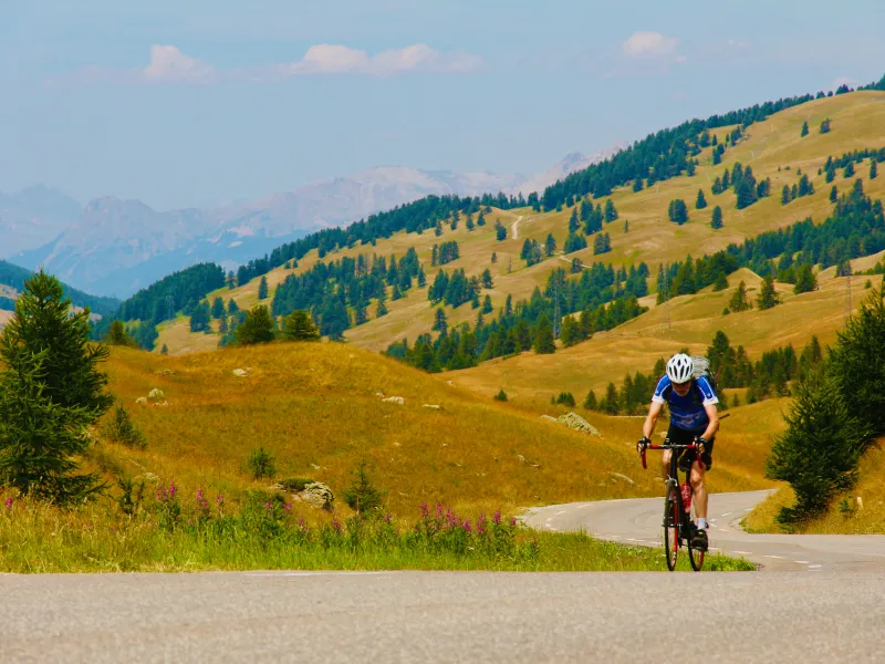 Cyclist on the Col de Vars on the RGA