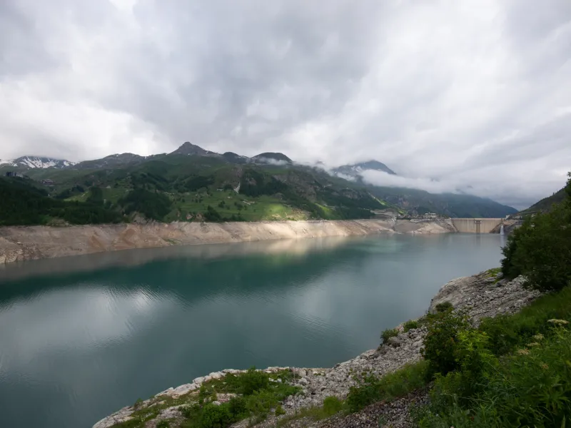 Lake of the Chevril dam in Tignes