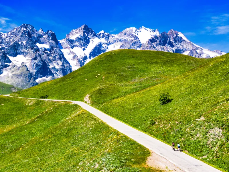 Glaciers and peaks of the Ecrins massif from the south side of Galibier