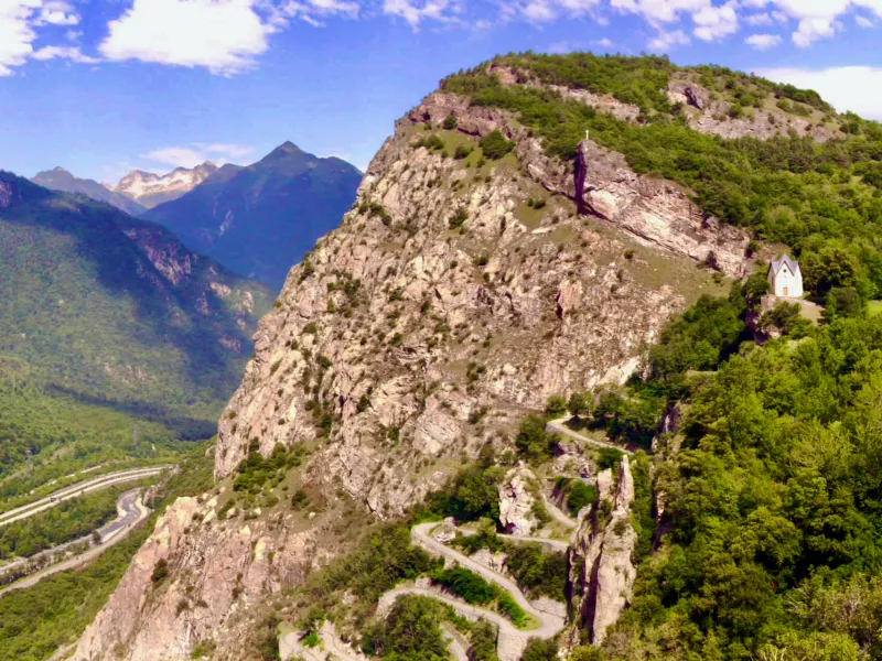 The Montvernier switchbacks on the descent from the Col de Chaussy