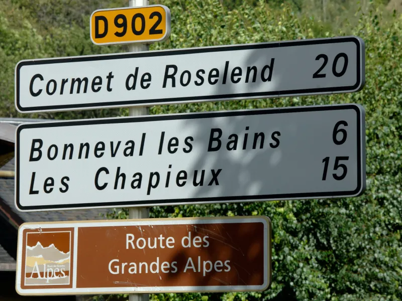 RGA road signs to Cormet de Roselend