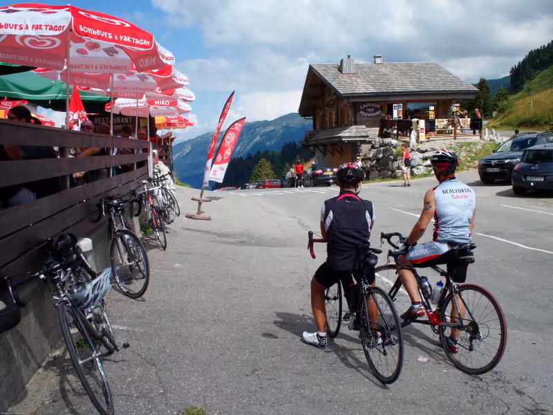 Souvenirs and stores at Col de la Colombière (1613 metres)