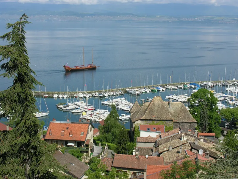 A bird's eye view of the port of Thonon-les-Bains