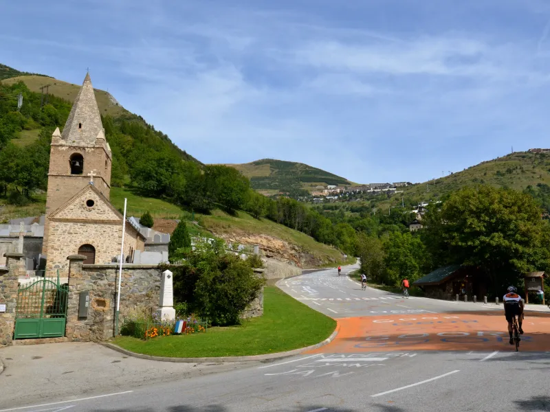village of Huez on the way up to Alpe d'Huez