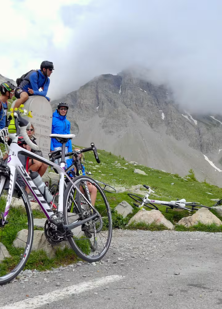 Celebrating the crossing of the Cayolle pass