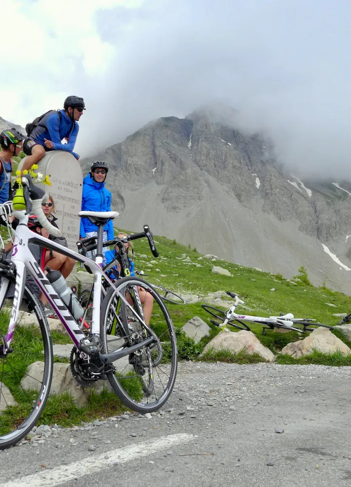 Celebrating the crossing of the Cayolle pass
