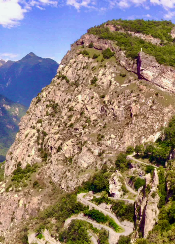 The Montvernier switchbacks on the descent from the Col de Chaussy