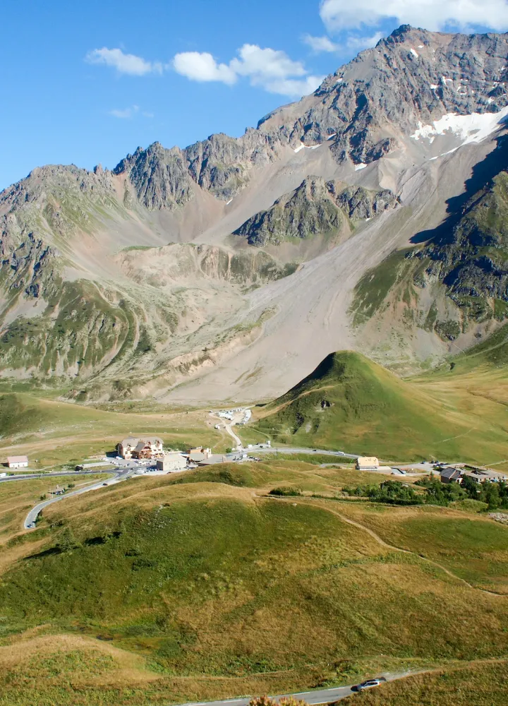 View of the Col du Lautaret from the Col du Galibier road