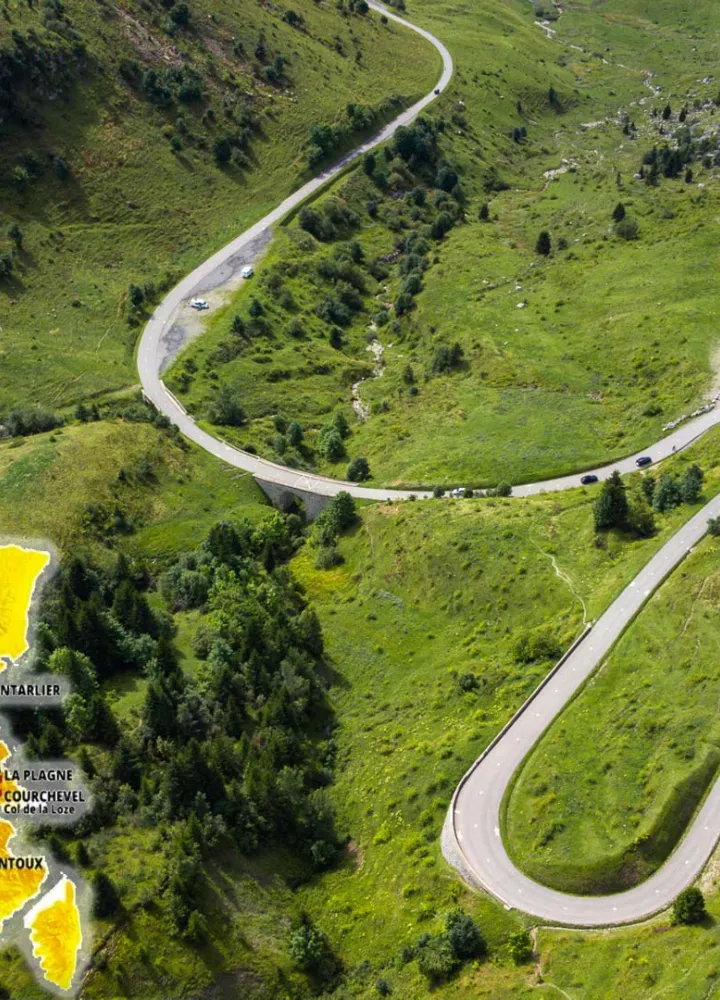 tour de france map with mountain road photo