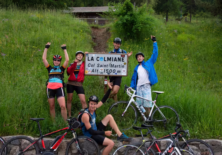 Celebration at the Col Saint-Martin pass