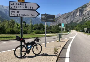 bicycle back-packing at the foot of Alpe d'Huez