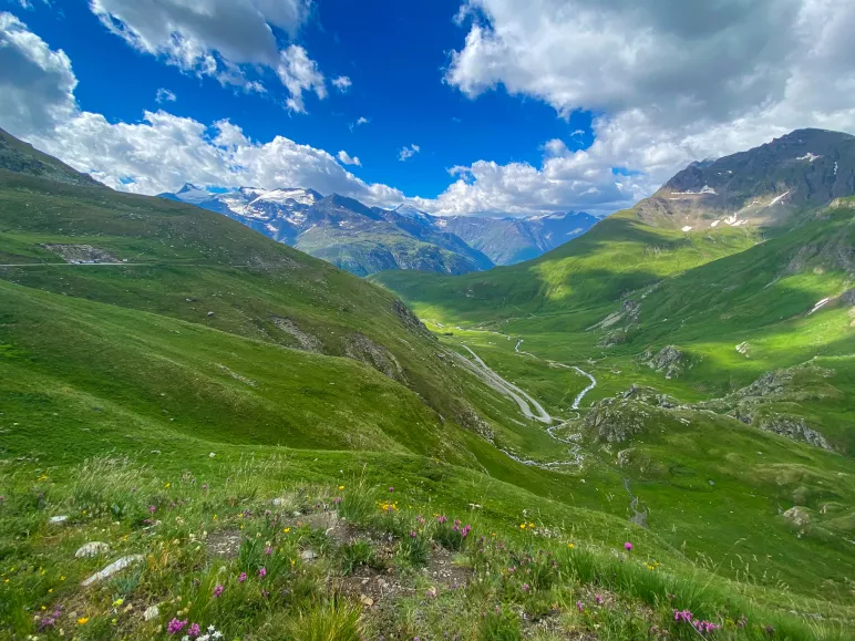 Pont Saint-Charles at the foot of the first hairpin bends of the Col de l'Iseran